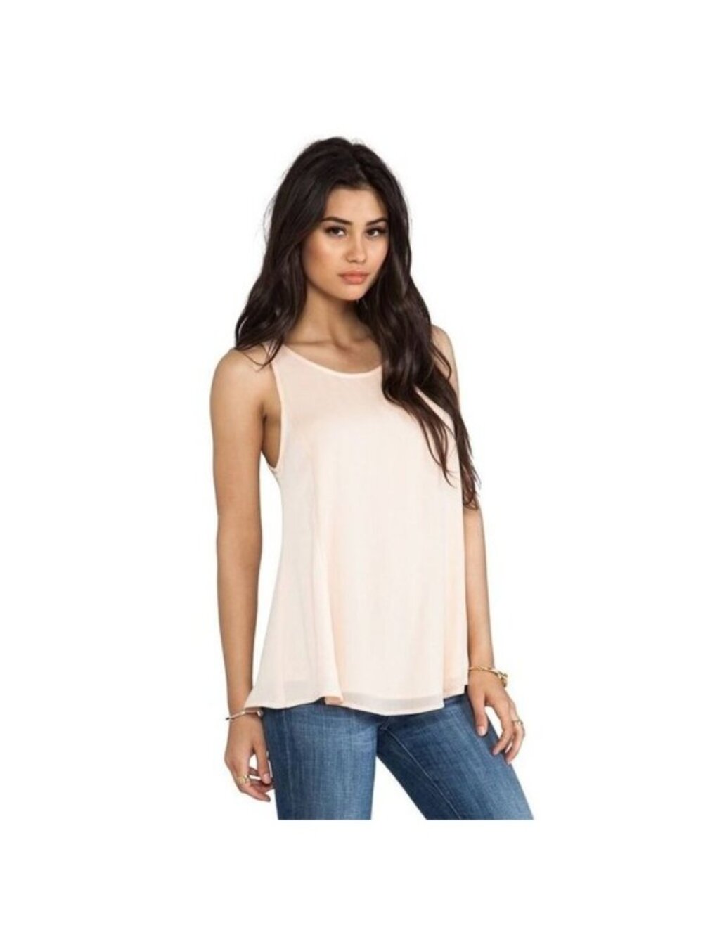 ELLA MOSS  Stella Layered TANK in MIMOSA Light Peach TOP Rayon M - Picture 5 of 7